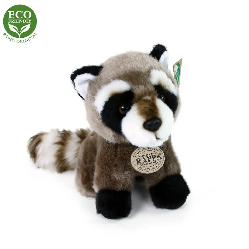 Petite peluche raton laveur 18 cm douce avec queue annelée grise - 11