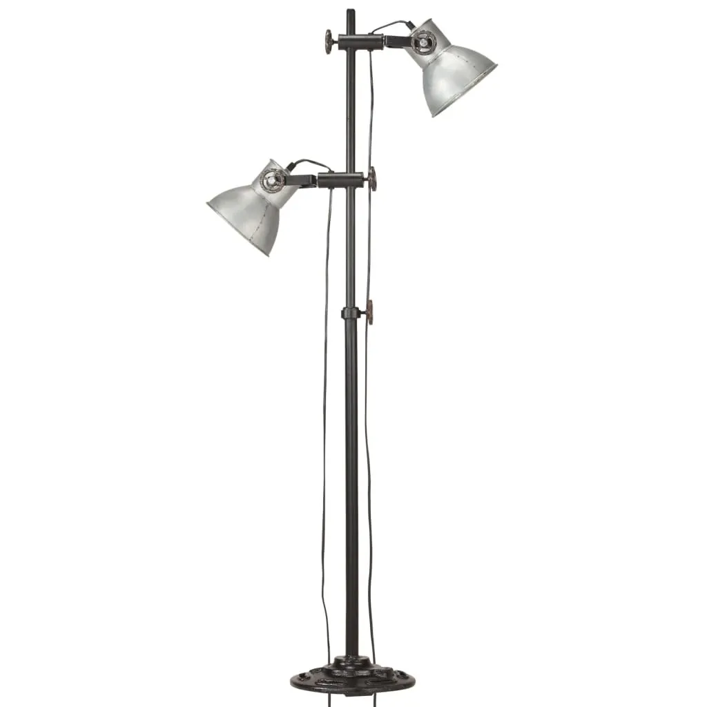 Lampadaire 2 flammes E27 finition Argentée - Structure en fonte stable - 3