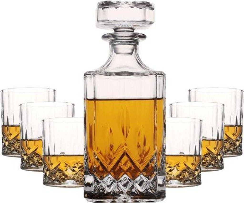 Edelstahl Whisky Karaffe mit 6 Gläsern für Bourbon