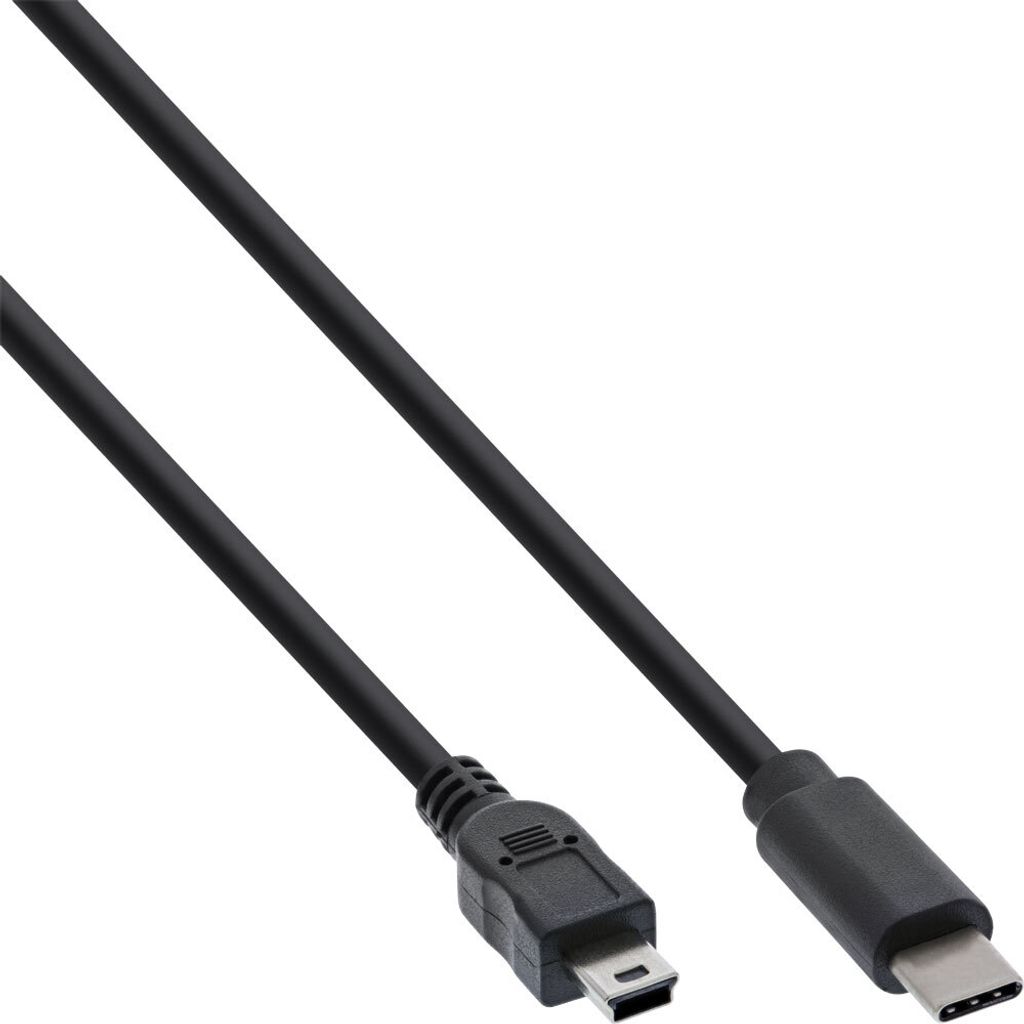 InLine® Câble USB 2.0, USB-C prise à Mini-B prise, noir, Image du produit 