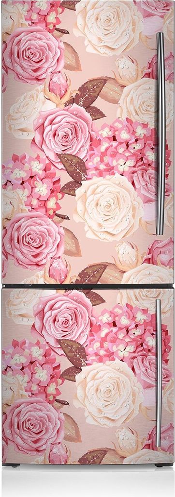Kühlschrankmagne Kühlschrank Magnetfolie Dekoration 60x190 cm - Rosen und Hortensien