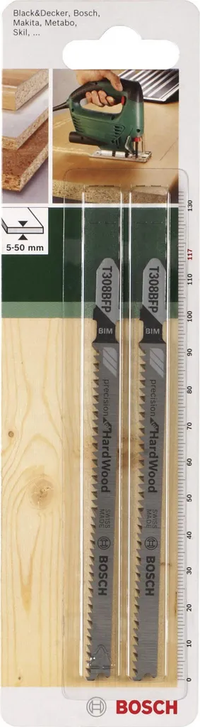 Set di 2 lame da taglio fini e pulite BOSCH T308bfp per legno massiccio