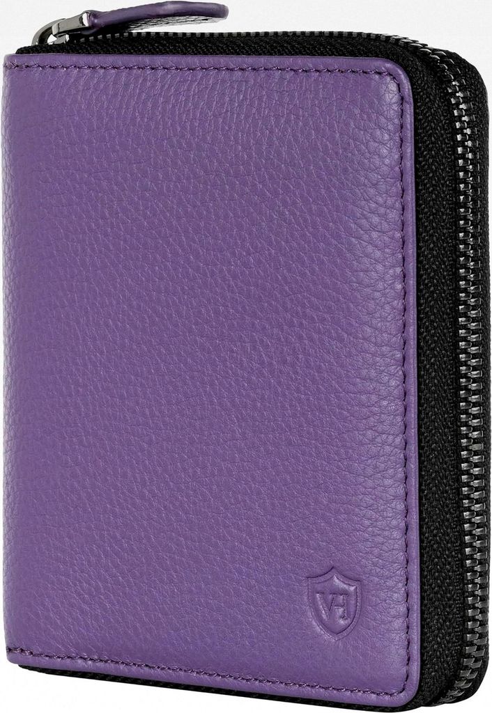 Leder Geldbörse mit RFID-Schutz - Portemonnaie für Damen und Herren aus echtem Leder - Wallet mit Münzfach - Geldbeutel in Violett