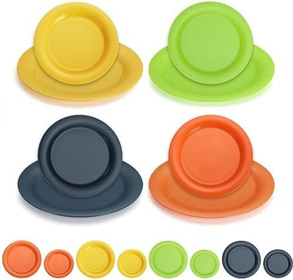 Evanda Kunststoff Teller Set 8er, Speiseteller 2 Größe 26/19cm Unzerbrechliches wiederverwendbares Geschirr für alle Zwecke und jedes Alter, mik...