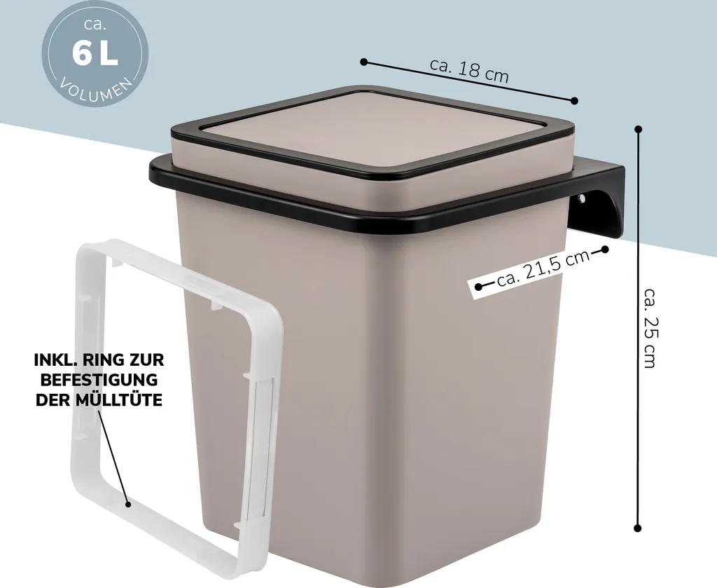Cestino Cosmetici bremermann SAVONA Tortora 5,5L - Arredo Bagno - 7