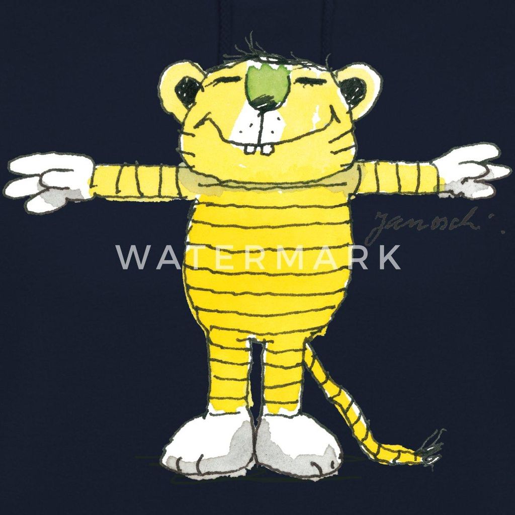 Spreadshirt Janosch Tiger Pose Uni Hoodie, XL, Navy