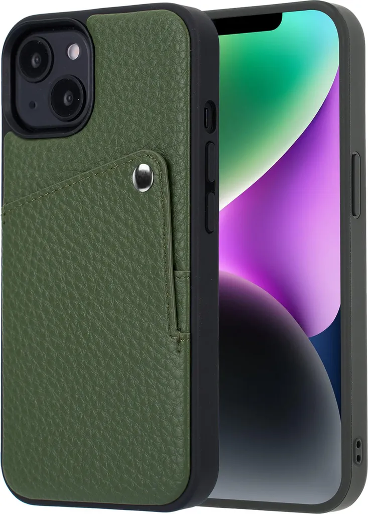 Selencia Riva Back Cover con scomparto per carte iPhone 14 / 13 - Sage Green