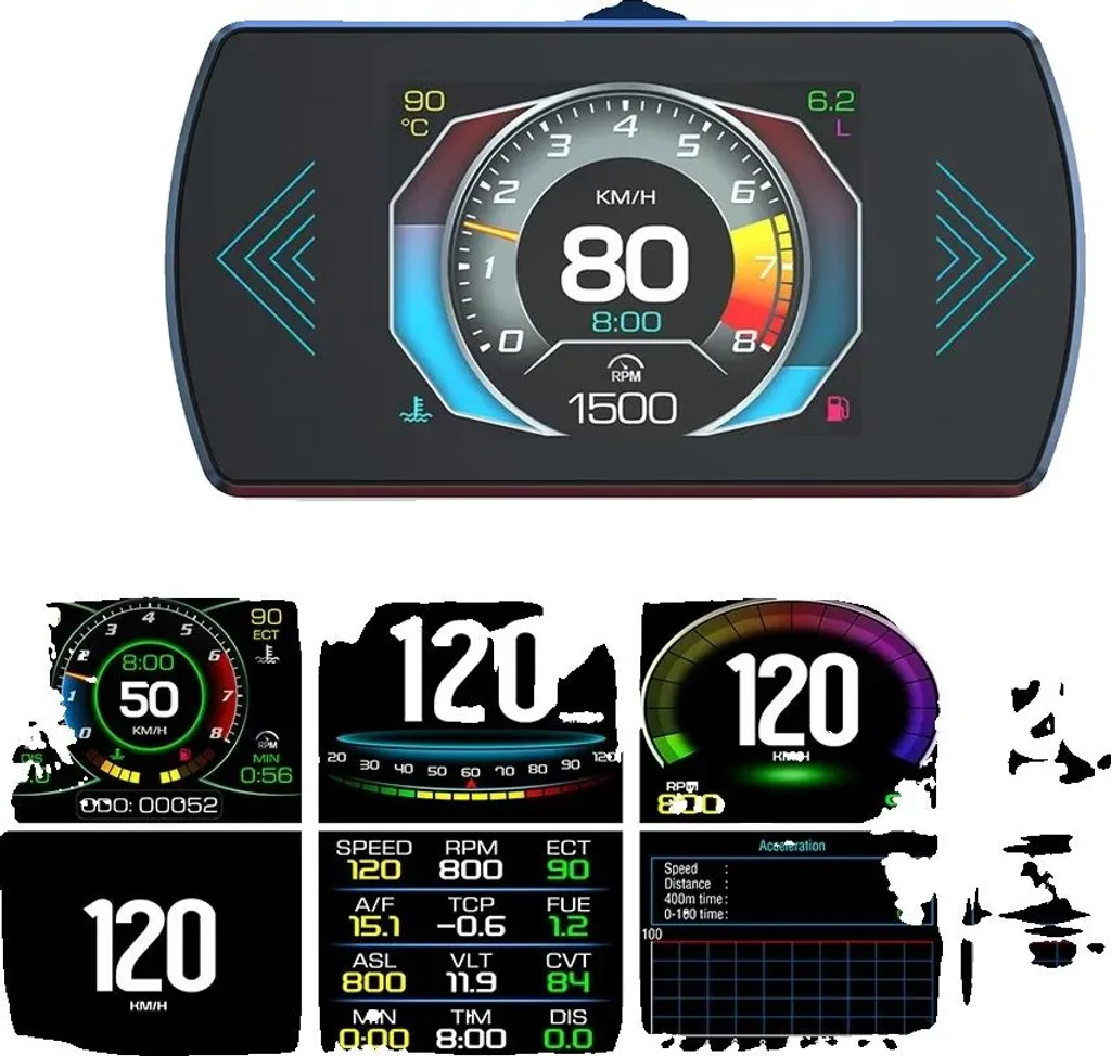 HUD Auto Digitale 13cm: Tachimetro OBD2 e Monitor Temperatura