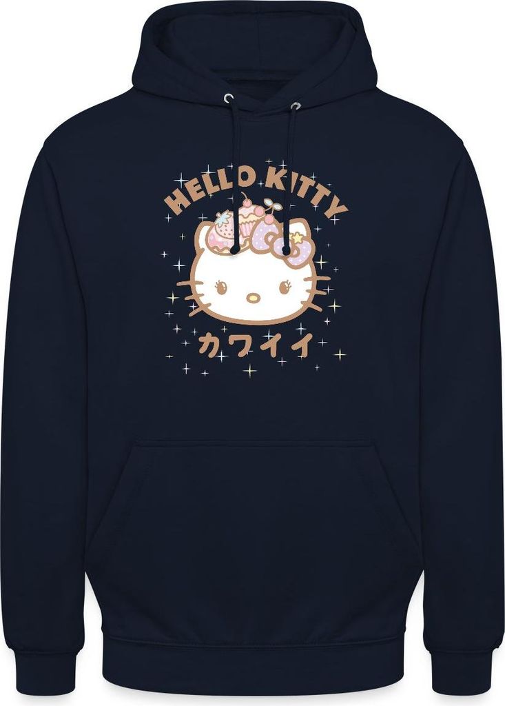 Spreadshirt Hello Kitty Kawaii Stil Uni Hoodie, M, Navy