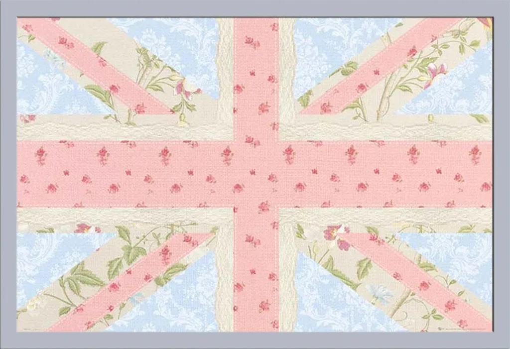Affiche Union Jack Rose Shinsuke Cadre MDF Argenté avec Vitre Acrylique