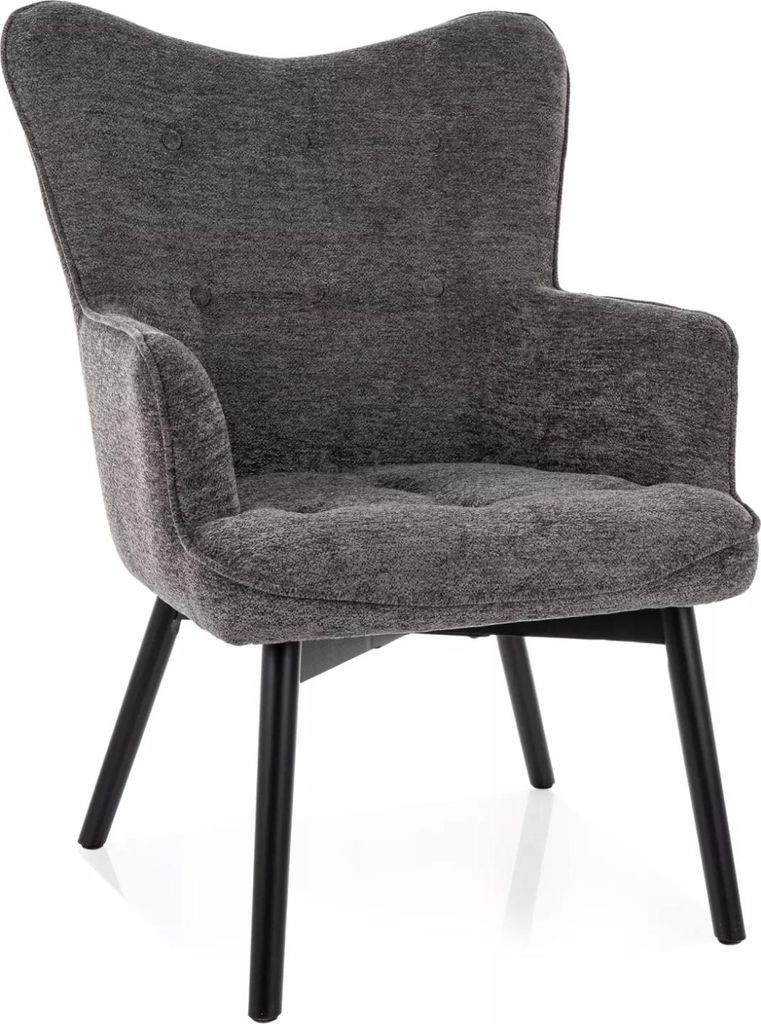 Polstersessel KAYLAN – Dunkelgrau/Schwarz