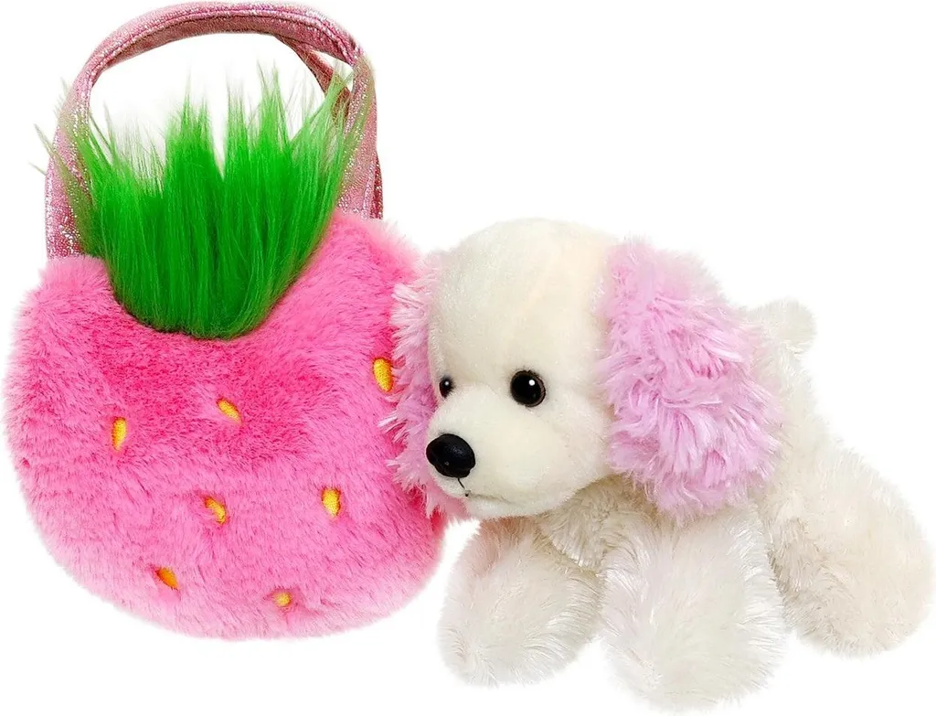 Peluche Caniche Fraise 20 cm : Fini les Doudous Perdus grâce au Sac