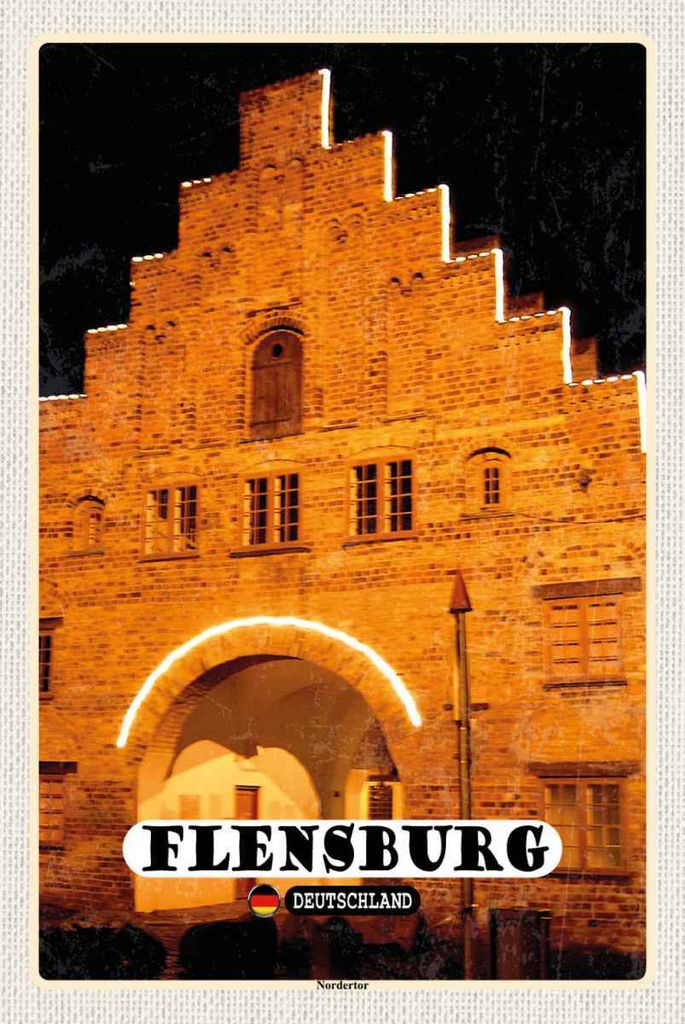 vianmo Holzschild 30x20 cm Flensburg Nordertor Architektur Bildmotiv Reisemotiv Abenteuer Reisen