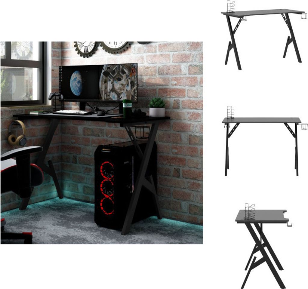 vidaXL Gaming-Schreibtisch mit Y-Gestell Schwarz und Rot 110x60x75 cm - Schreibtische
