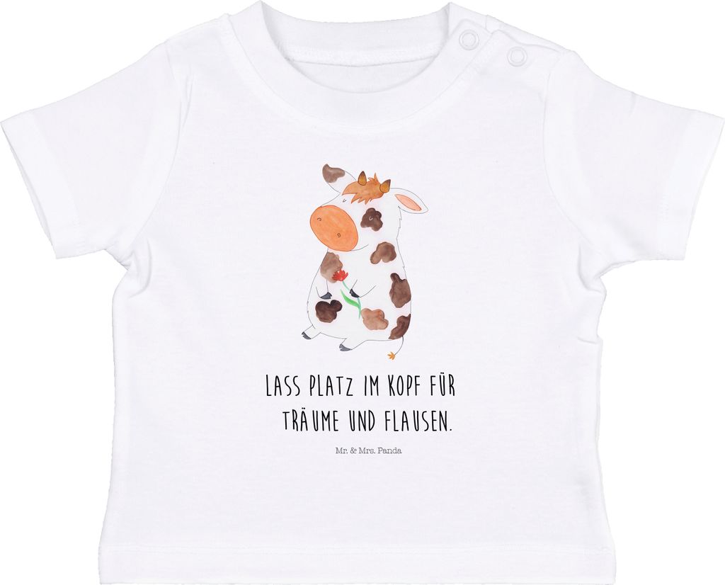 Mr. & Mrs. Panda T-Shirt Kuh 0. - 6. Monat - Weiß - Geschenk, Kühe, Hof, Spruch, Baby Shirt, Bauernhof, Babyshirt, Milch, Motivtion, Kleinkind