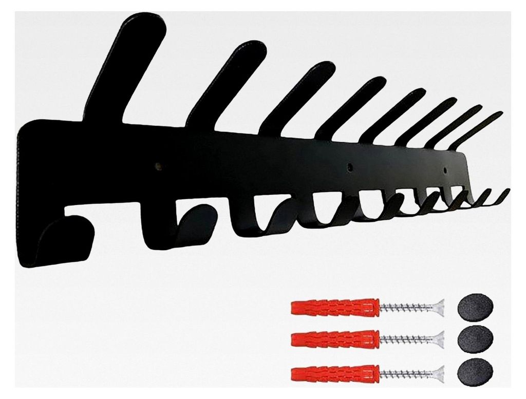 Garderobenhaken aus Stahl in Schwarz - 17 Haken - 50 cm - Wandmontage - Pulverbeschichtete Garderobenleiste für Küche, Flur, Badezimmer