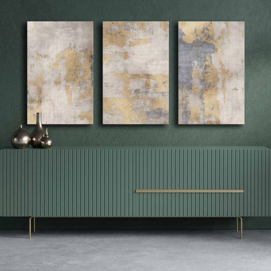 Wallity, 3P4570GSC-018, Dekoratives Leinwandgemälde (3 Teile), Mehrfarbig, 100 % LEINWAND, 145 x 70 cm