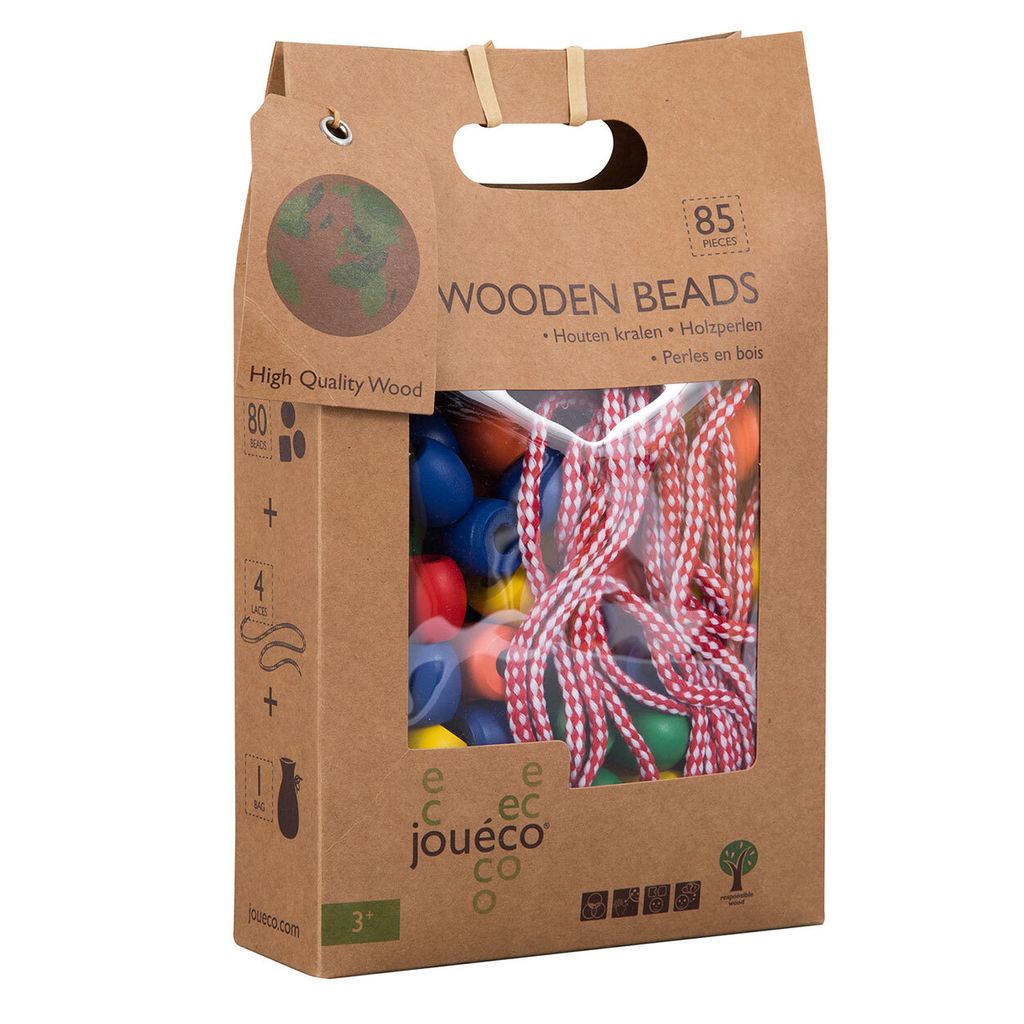 Joueco 85 Holzperlen mit Kordel