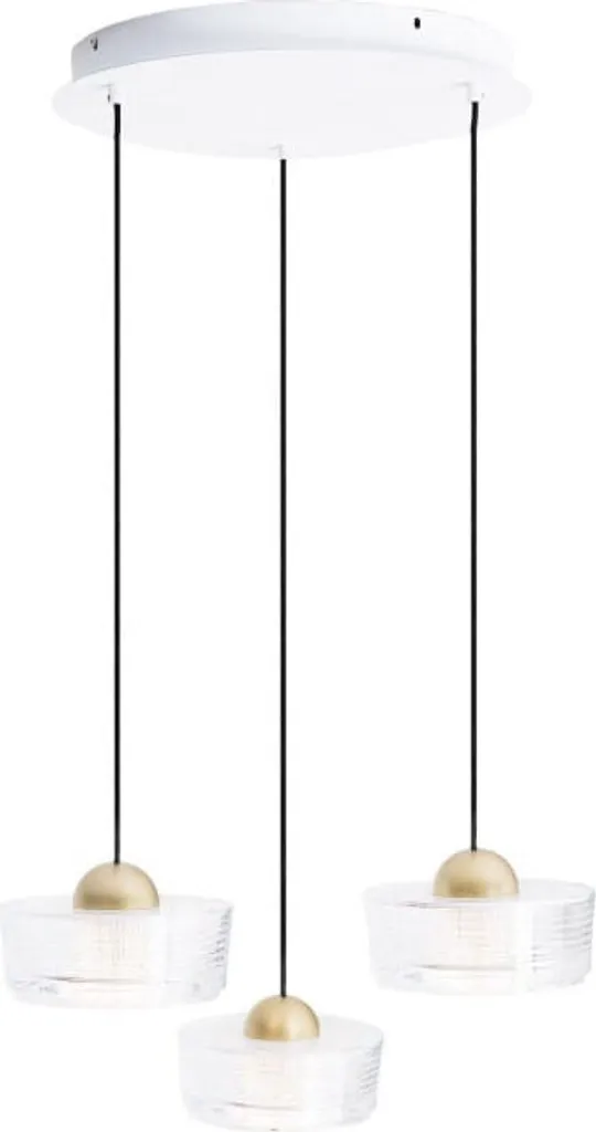 Suspension LED LIPARI blanc et doré idéale pour éclairer une grande table