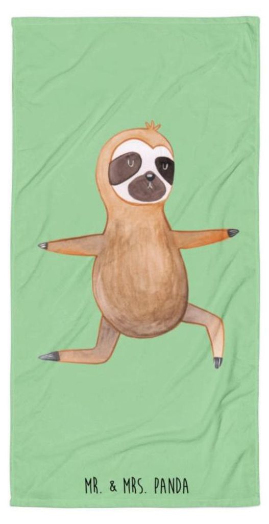 Mr. & Mrs. Panda Handtuch Faultier Yoga - Tropengrün - Geschenk, faul, Badehandtuch, Faultiere, Duschtuch, Namaste, Duschhandtuch, Strandtuch, Des...