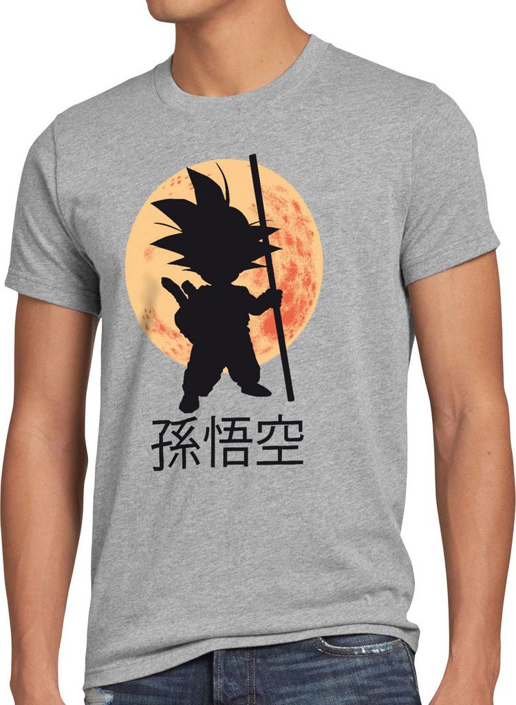 style3 Goku Dragon Moonlight Herren Anime T-Shirt Mond Gohan Jung Dojo Son Drache Young