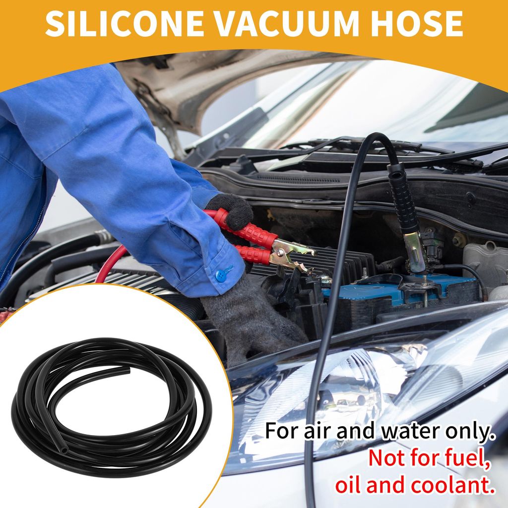 1 Stück 130PSI Maximaldruck Universeller Silikonschlauch für Vakuumschläuche für Autos, Hochtemperatursilikonschlauch Schwarz 10FT 3/16" 5mm ID...