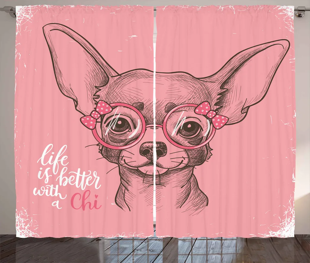 Grand Rideau de Salon Chien Chihuahua pour Ambiance Rustique et Zen