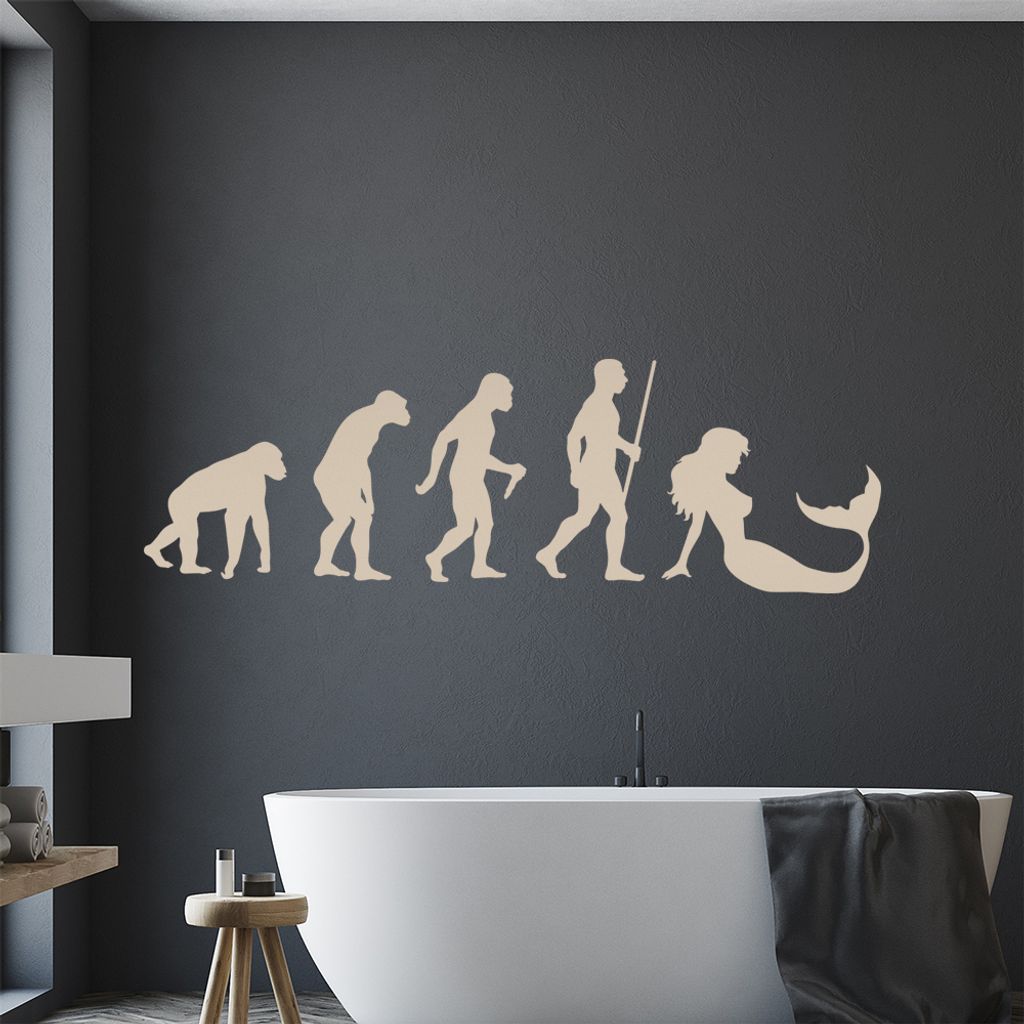 Meerjungfrau Evolution Wandtattoo Wandaufkleber Wall Sticker - Dekoration, Küche, Wohnzimmer, Schlafzimmer, Badezimmer