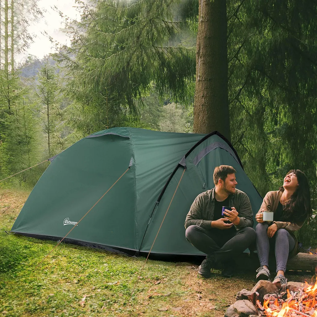 Tente de camping 2 places grise - Modèle dôme léger en fibre de verre