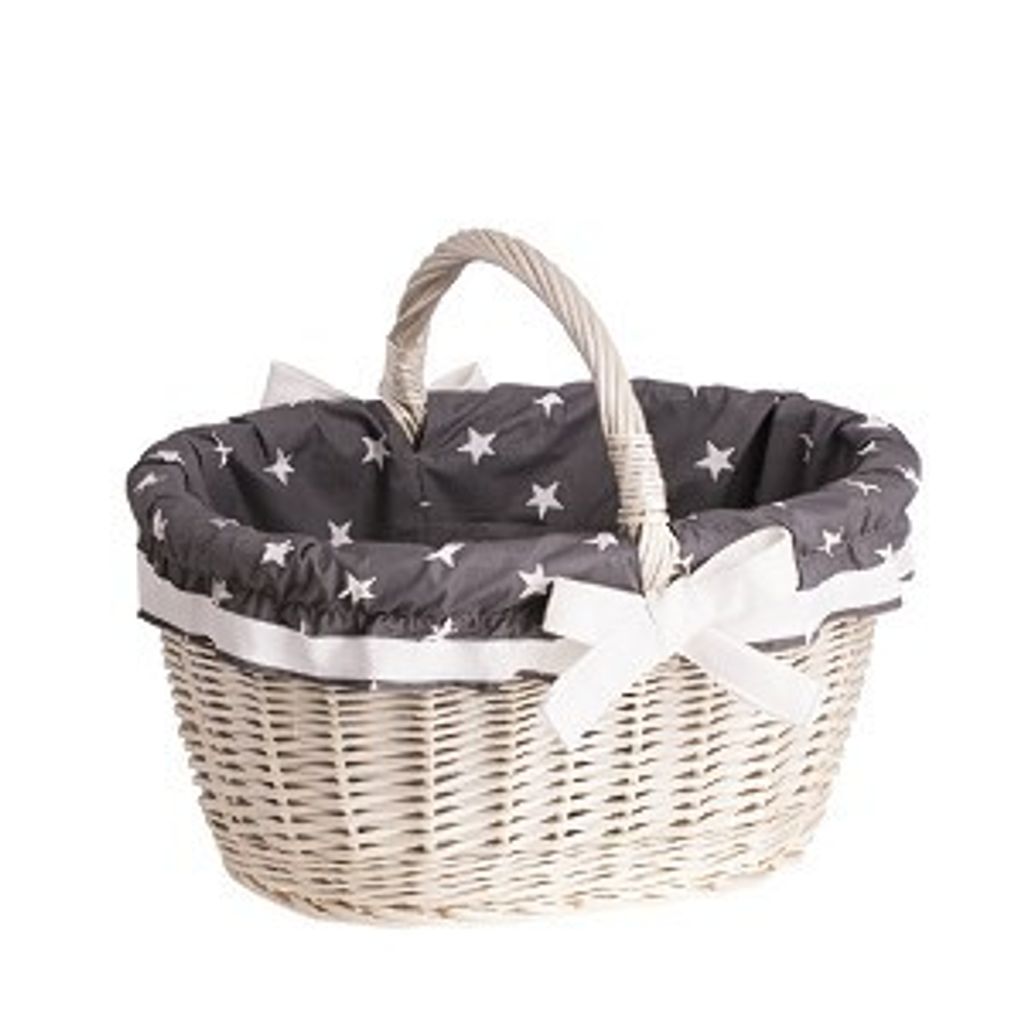 Einkaufskorb aus Weide, retro Bügelkorb in Beige, Vintage Stil, Weidenkorb, oval