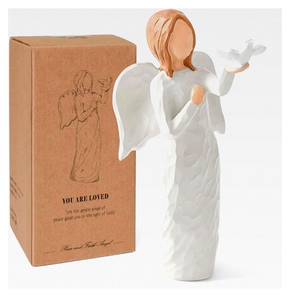 Engelsfigur, Trauergeschenk Schutzengel, Statue mit Taube, Beileidsgeschenk, Religiöse Engel für Frieden und Freiheit