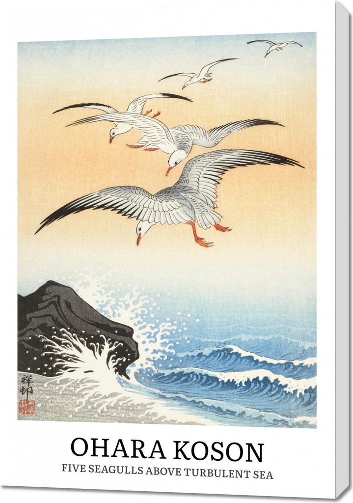 Bild 70x100cm Design Five Seagulls, Koson Vintage für das Wohnzimmer