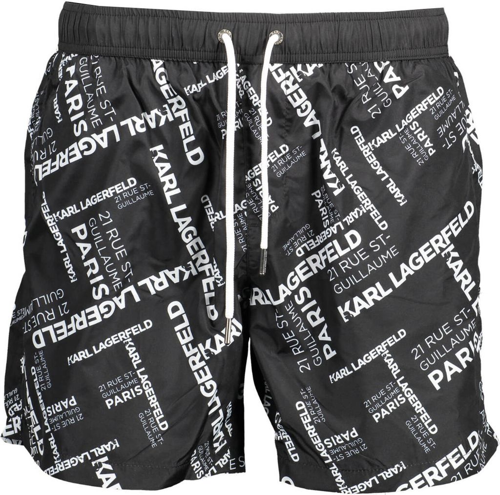 Karl Lagerfeld Beachwear Herren Medium Sea Boxer Schwarz KL22MBM09_NERO_BLACK : Größe - S Größe: S