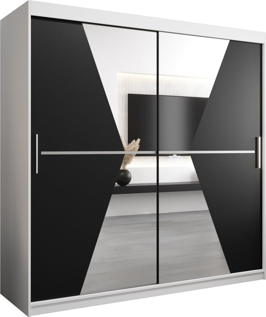 Kleiderschrank, Schiebetürenschrank Schlafzimmer, Schrank mit Spiegel MAROKO 200 cm