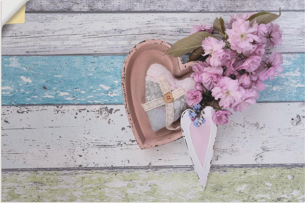 ARTland Wandbild, selbstklebend Stillleben mit Kirschblüten und Herzen Größe: 30x20 cm