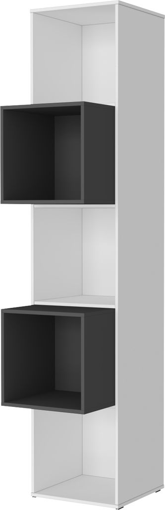 SMARTBett Standregal, Würfelregal für Wohnzimmer, Kinderzimmer, Schlafzimmer und Büro | Regal Weiss + 2 Würfel Anthrazit