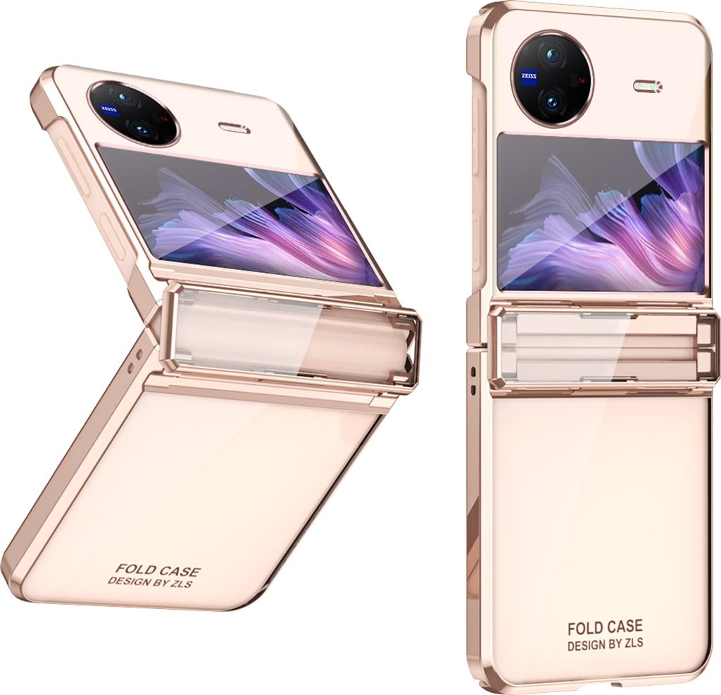 Hülle für Vivo X Flip Ultradünne Überzug Kristall Klar Schutzhülle mit Scharnierschutz Roségold