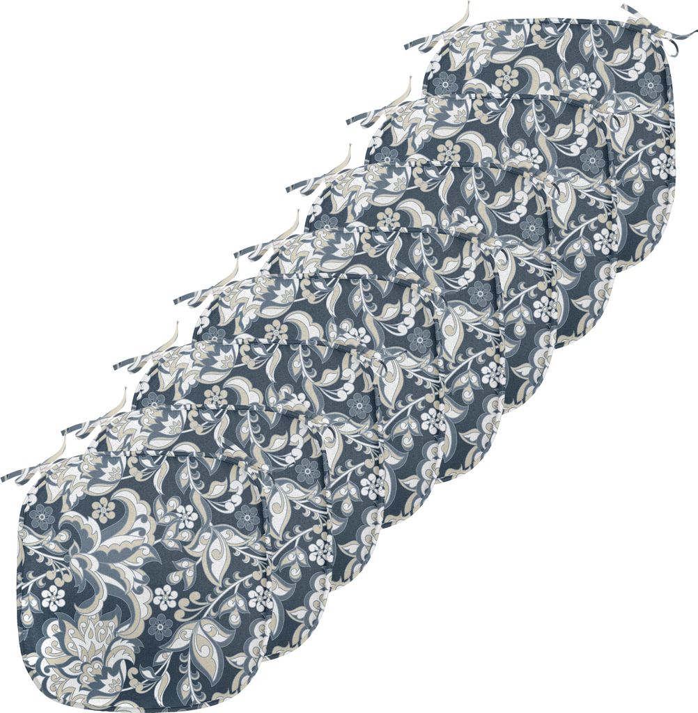 ABAKUHAUS asiatisch Polster für Esszimmerstühle, Oriental Eastern Flowers, Dekoratives wasserfestes Kissen mit Riemen für Küchensitze, 40 cm x ...