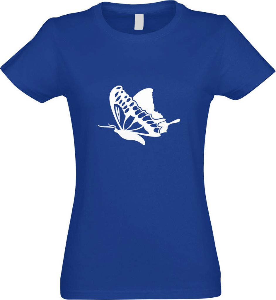 Kiwistar - T-Shirt tailliert - Damen - royal - Schmetterling Nr 4 - mit Motiv Bedruckt - Funshirt Design - Sport - Freizeit - Damen - S