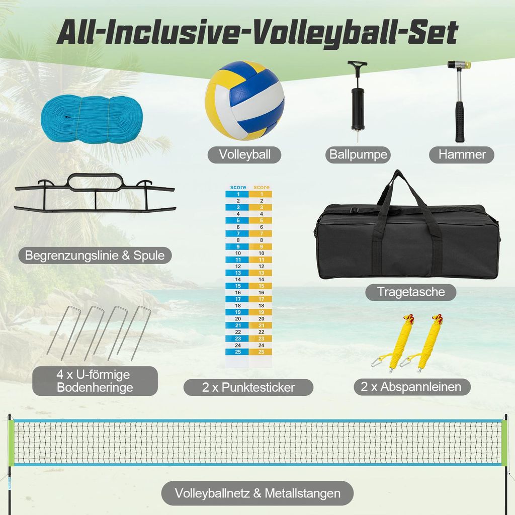 Filet de volley-ball portable WARMOUNTS de 18 pieds Benin