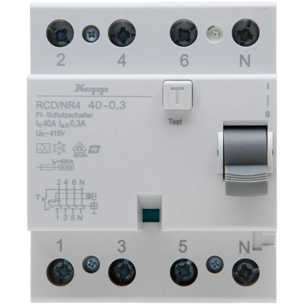 Interrupteur différentiel pour installation triphasée Kopp 40A Type A