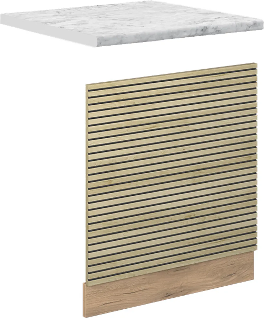 Cucina da Sogno con Pannello Vicco 45cm Quercia Dorata/Marmo PL