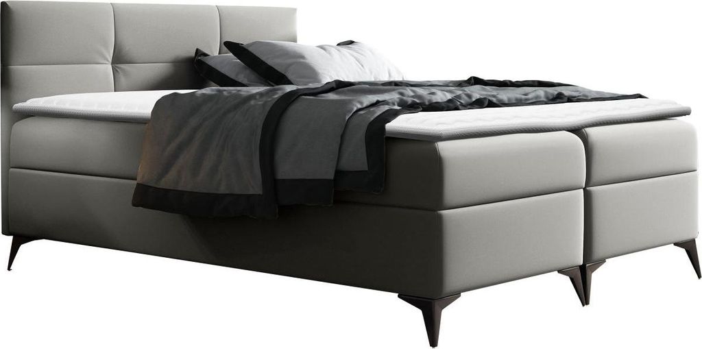 MIRJAN24 Boxspringbett Figaro, Stilvoll Polsterbett, zwei Bettkästen, Doppelbett (Farbe: Soft 029, Größe: 180x200 cm)