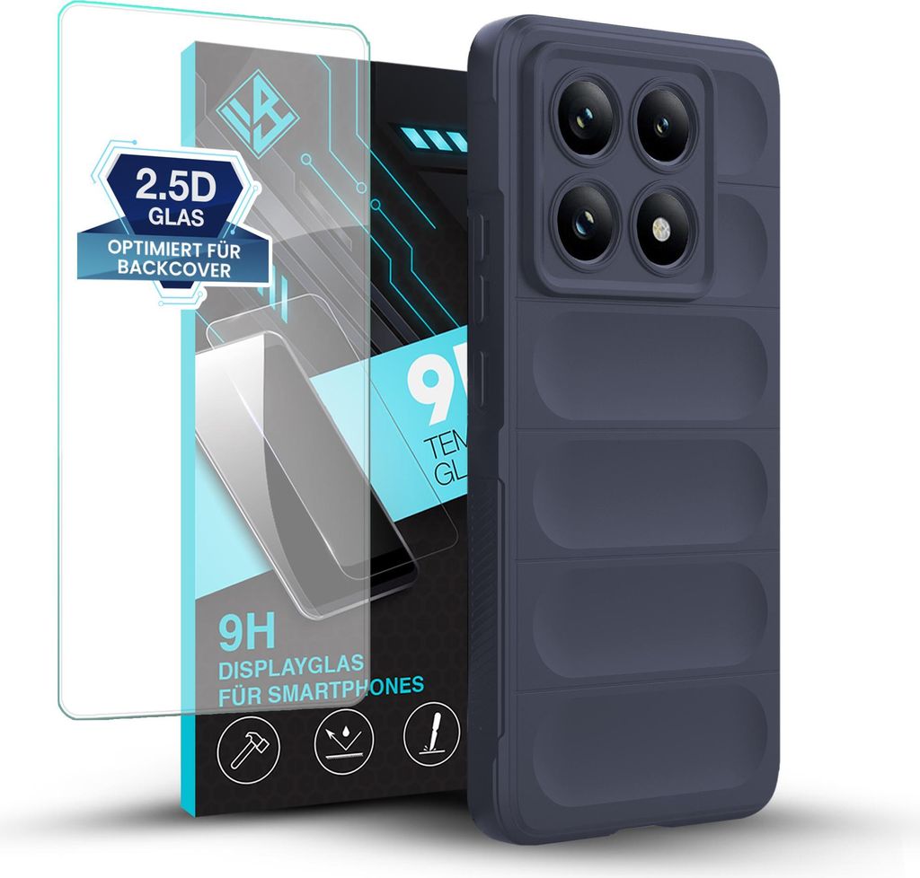 A phone case and screen protector are displayed against a white background.