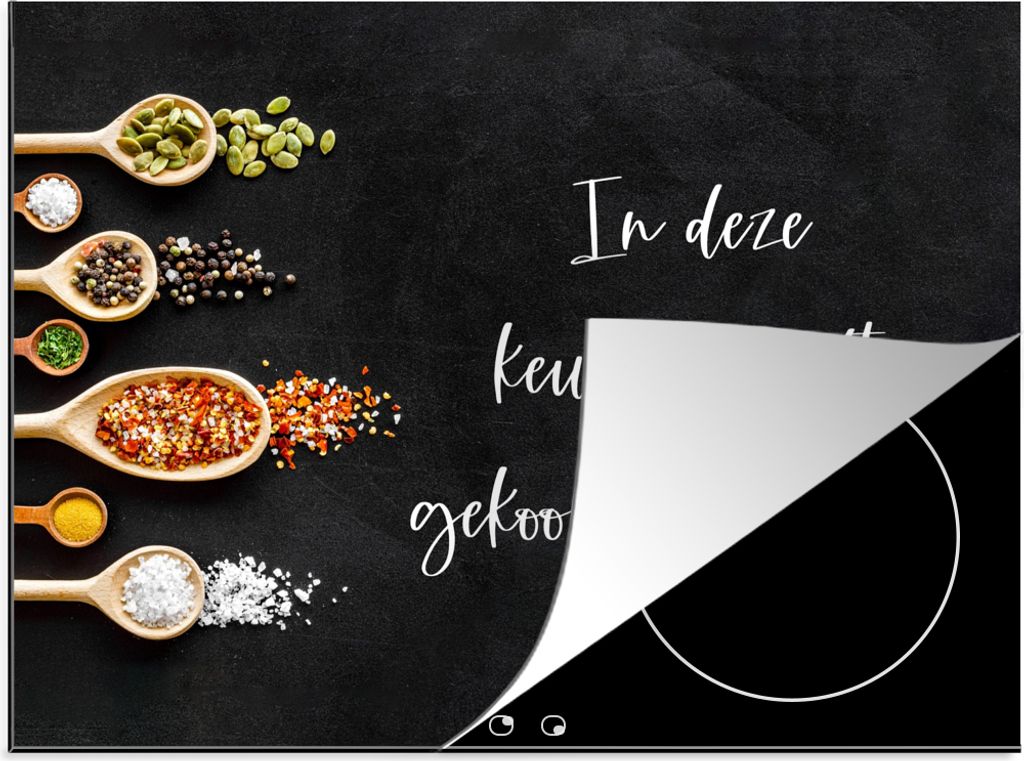 KitchenYeah Herdabdeckplatte Zitate - Küche - Sprichwörter - In dieser Küche wird mit Liebe gekocht - Liebe , 77x59cm, Küche Deko, Glaskerami...