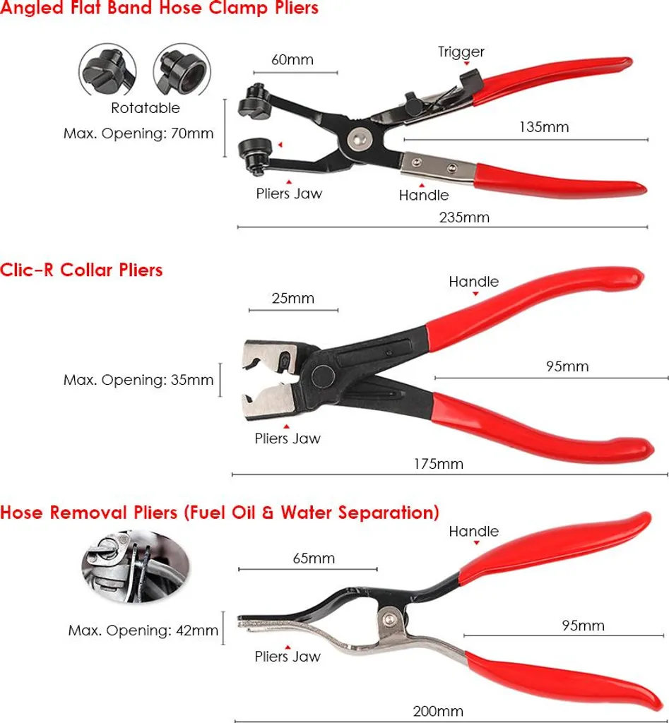 Jeu de 9 pinces flexibles pour colliers de serrage auto longue portée - 9