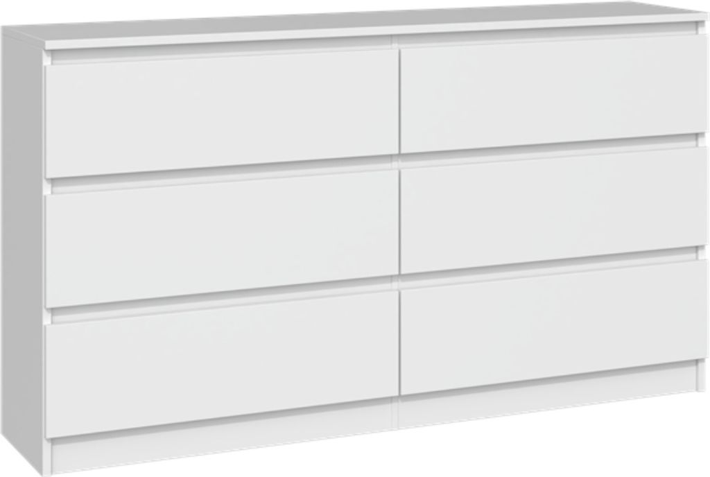 VBChome Kommode mit 6 Schubladen 140 x 40 x 77 cm Weiß Grifflose Schubladenkommode Mehrzweckschrank für Flur Schlafzimmer Wohnzimmer Kinderzimmer...