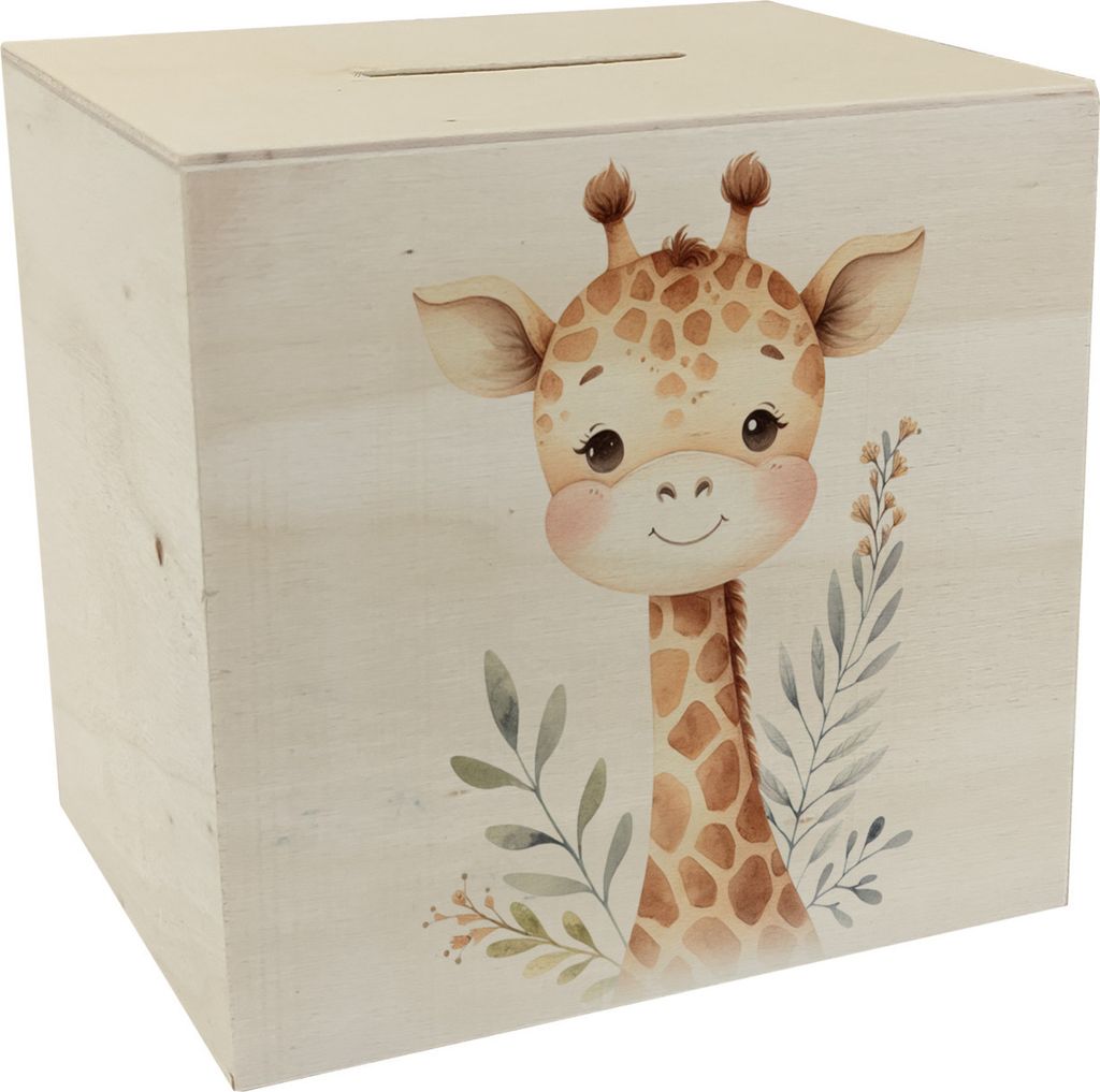 Holz-Spardose Giraffe mit Spruch 'Sparen macht den Hals Produktbild 