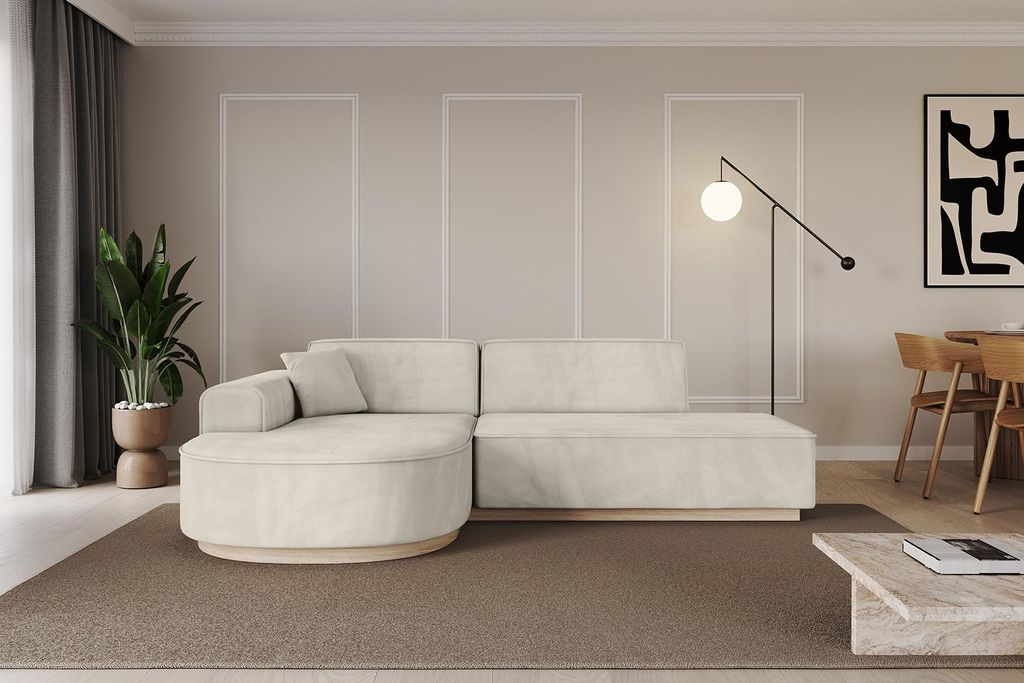 ALTDECOR Ecksofa in L-Form ARRIO-L1 - 243x171x83 cm Beige - Corner Sofa Bett Eckcouch Couch Wohnlandschaft Cauchsofa