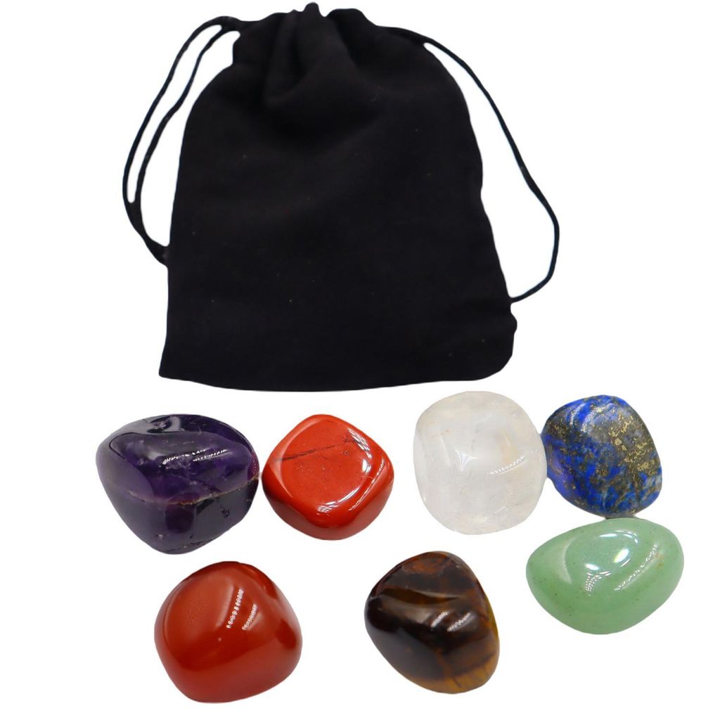 x7 Chakra-Steine mit Aufbewahrungstasche